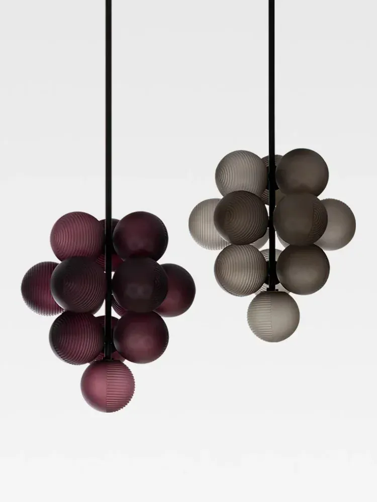 Lampe de Table Violette en Grappe de Raisins - Style Rétro
