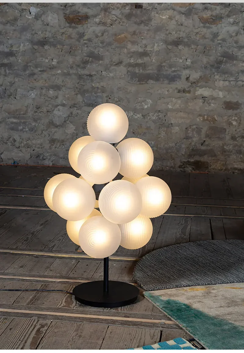 Lampe de Table Violette en Grappe de Raisins - Style Rétro