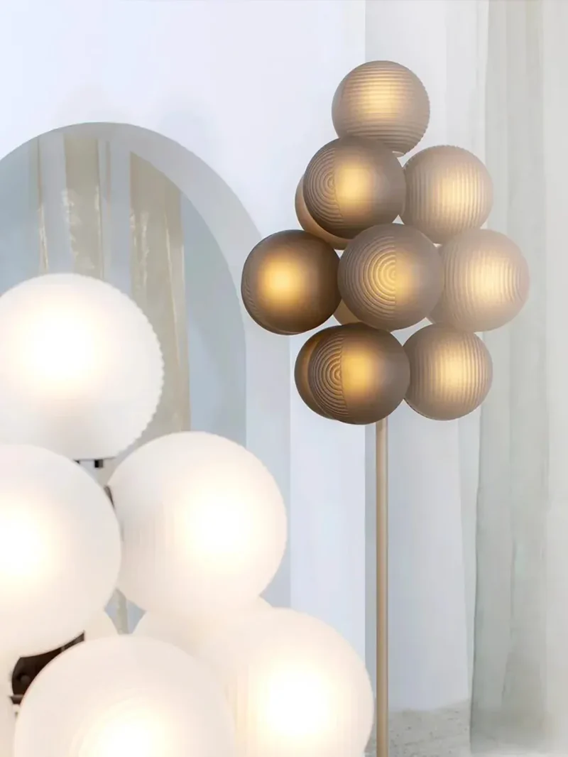 Lustre Blanc en Grappe de Raisins - Style Rétro