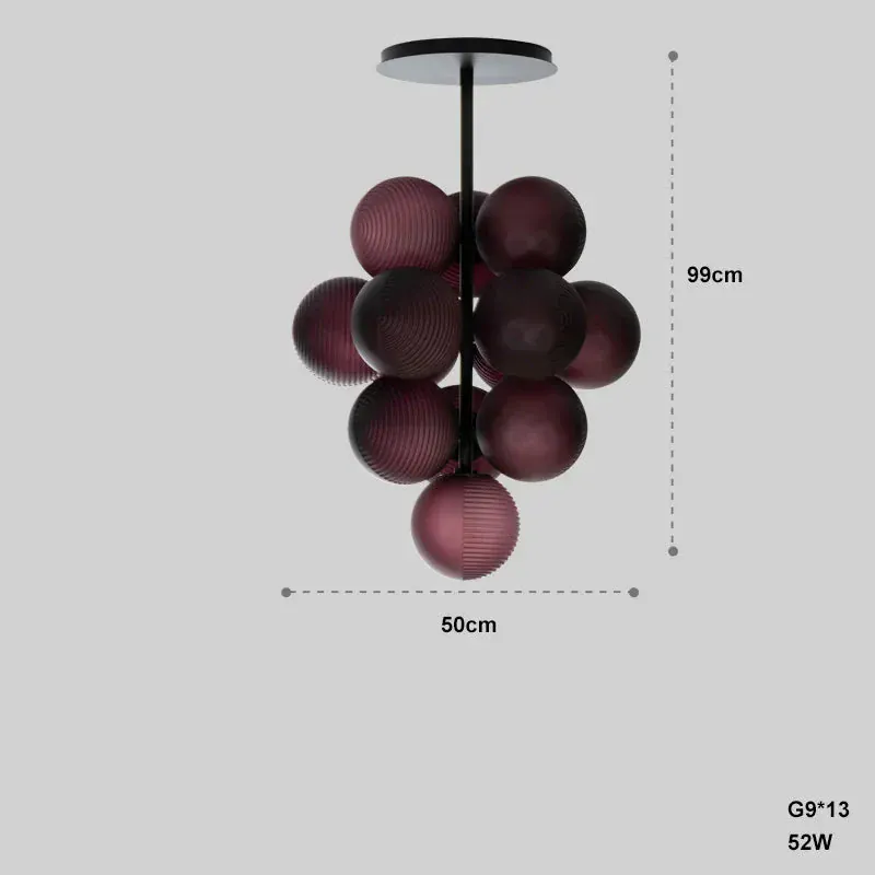 Lustre Noir en Grappe de Raisins - Style Rétro