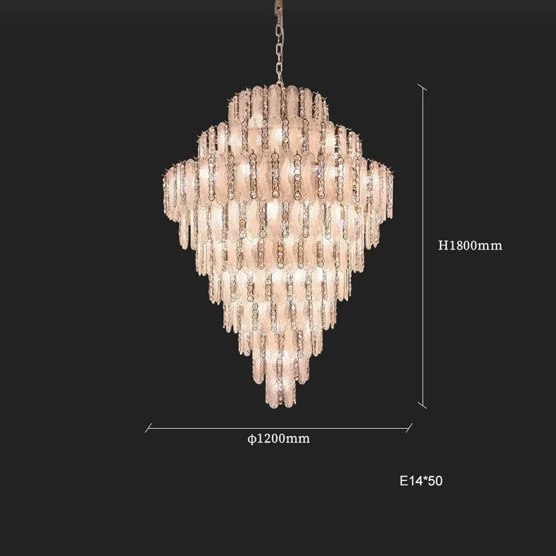 Grand Lustre en Verre Blanc Pour Salle
