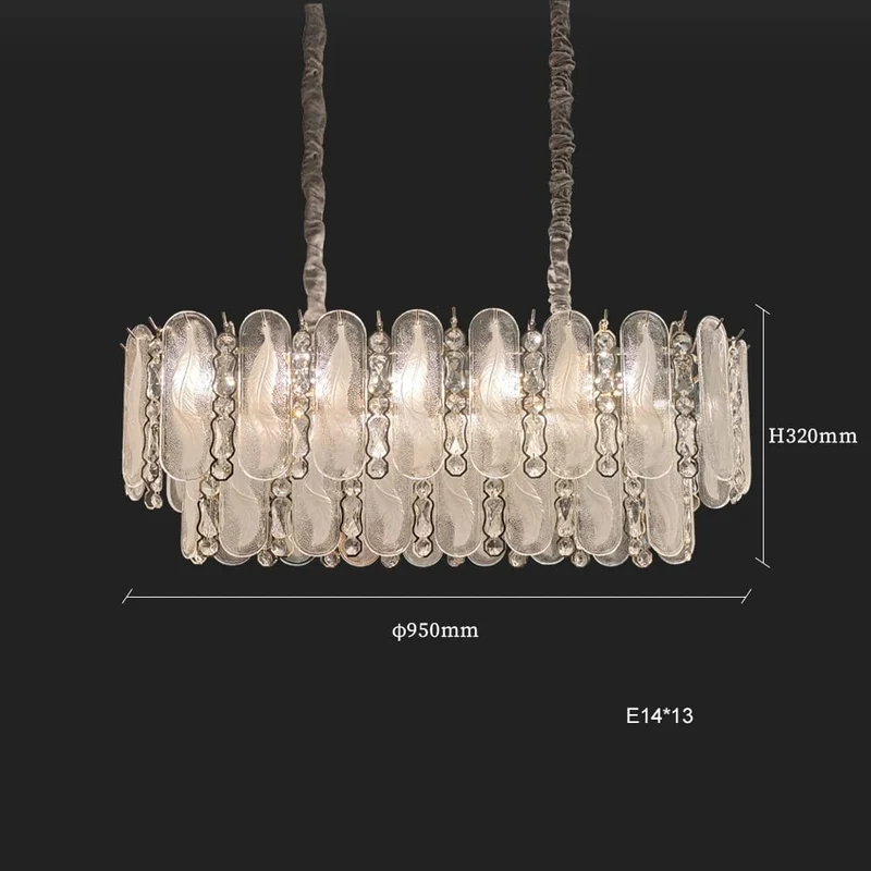 Grand Lustre en Verre Blanc Pour Salle