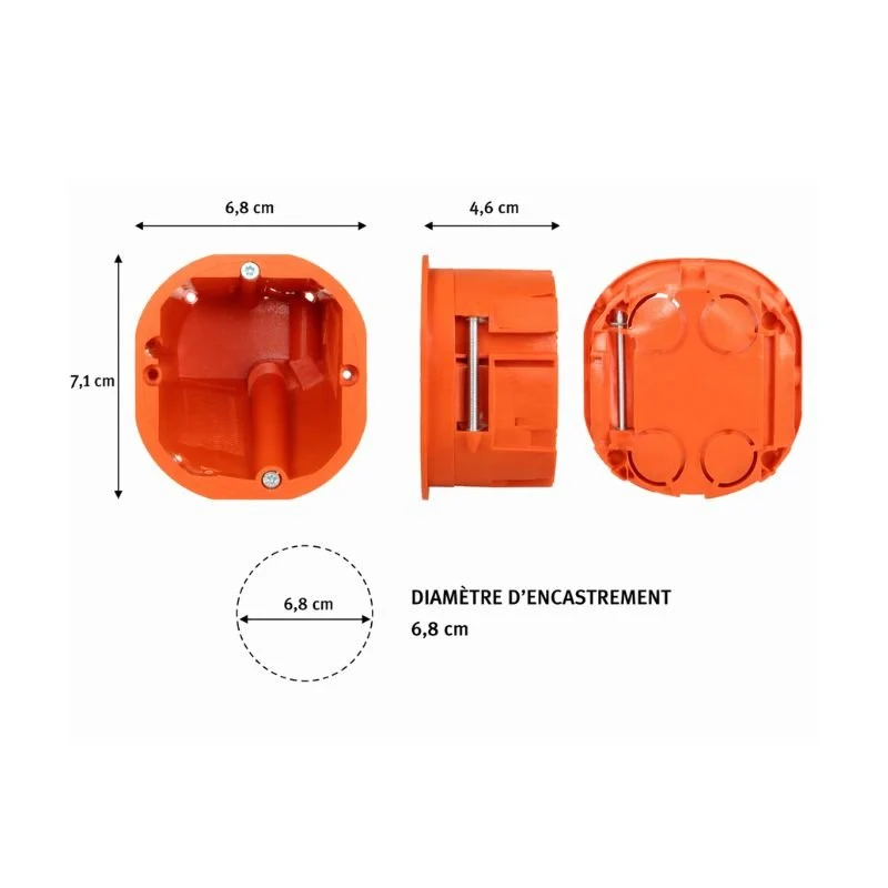 Boîte d'Encastrement pour Cloisons 60mm Profondeur - Octogone