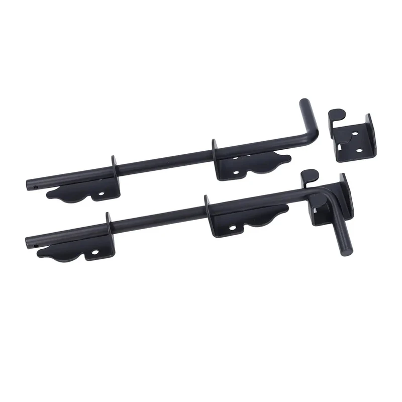 Heavy Duty 2 Pack 12 Inch Black Powder Coat Steel Gate Drop Rods For Rock Solid Fence Security Featuring Rust Proof Frame And No Sweat Vertical Or Horizontal Mounting Hardware