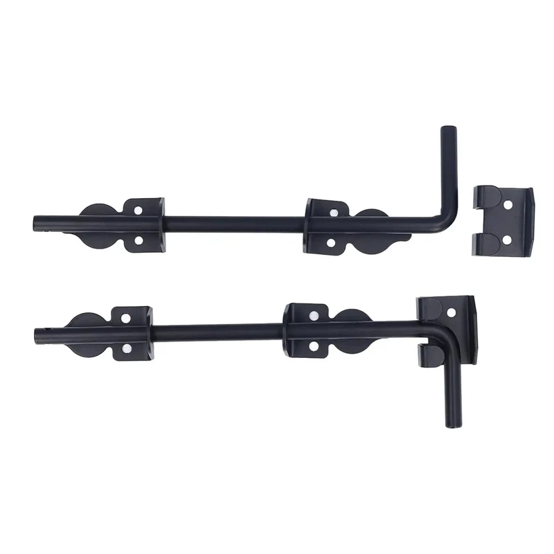 Heavy Duty 2 Pack 12 Inch Black Powder Coat Steel Gate Drop Rods For Rock Solid Fence Security Featuring Rust Proof Frame And No Sweat Vertical Or Horizontal Mounting Hardware