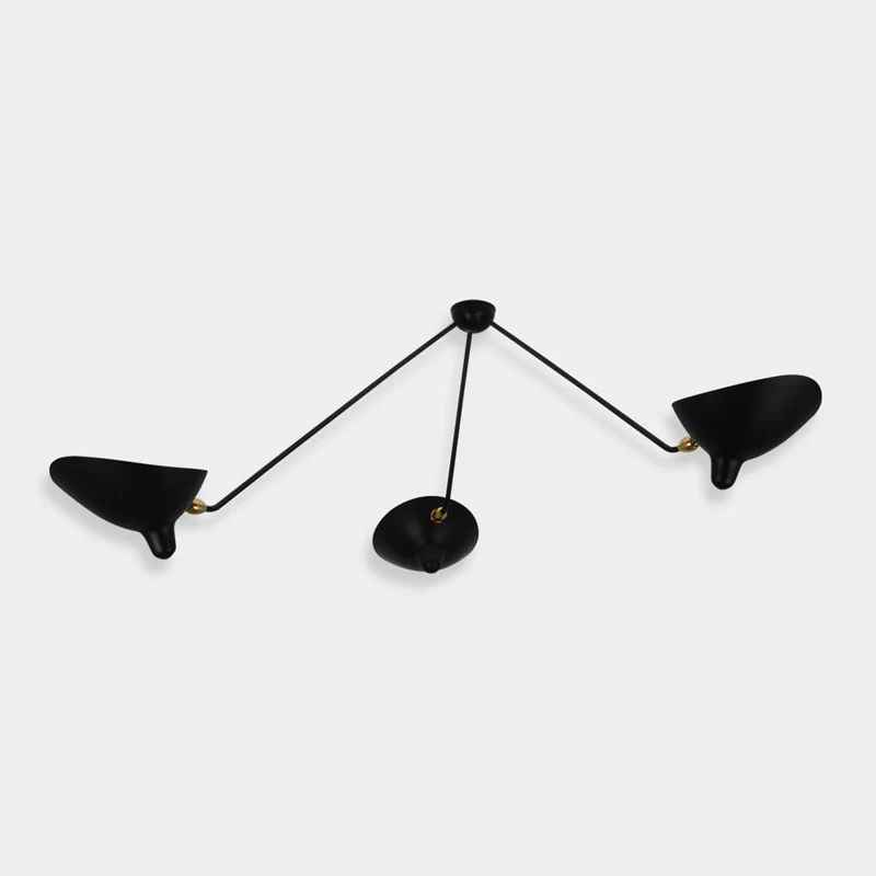 Serge Mouille "Spider" 3 still arms Ceiling Lamp
