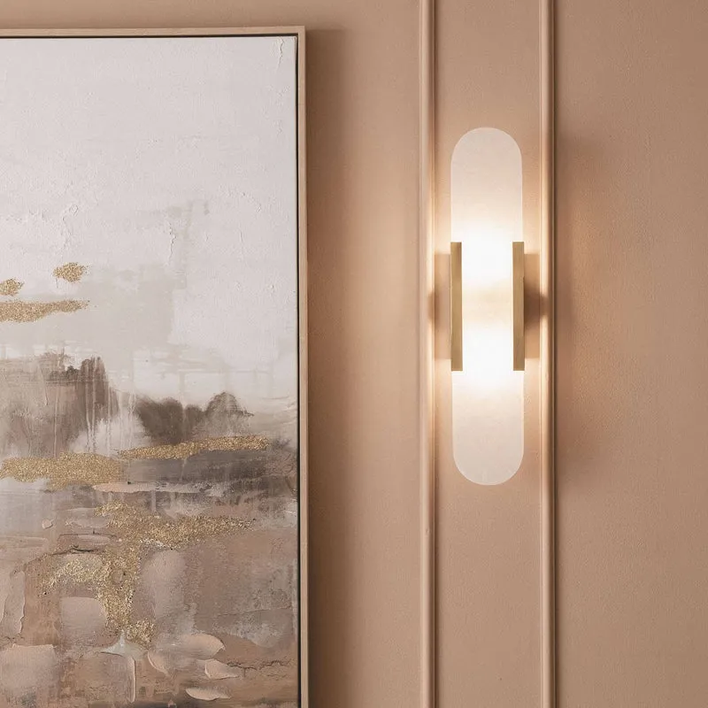 Lampe Murale Moderne Dorée et Verre Blanc