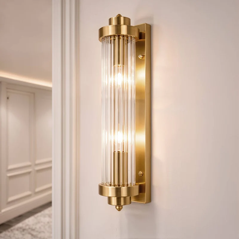 Lampe Murale Moderne Dorée en Verre