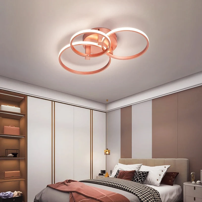 Lampe Plafond Moderne Cuivre Rose Dimmable