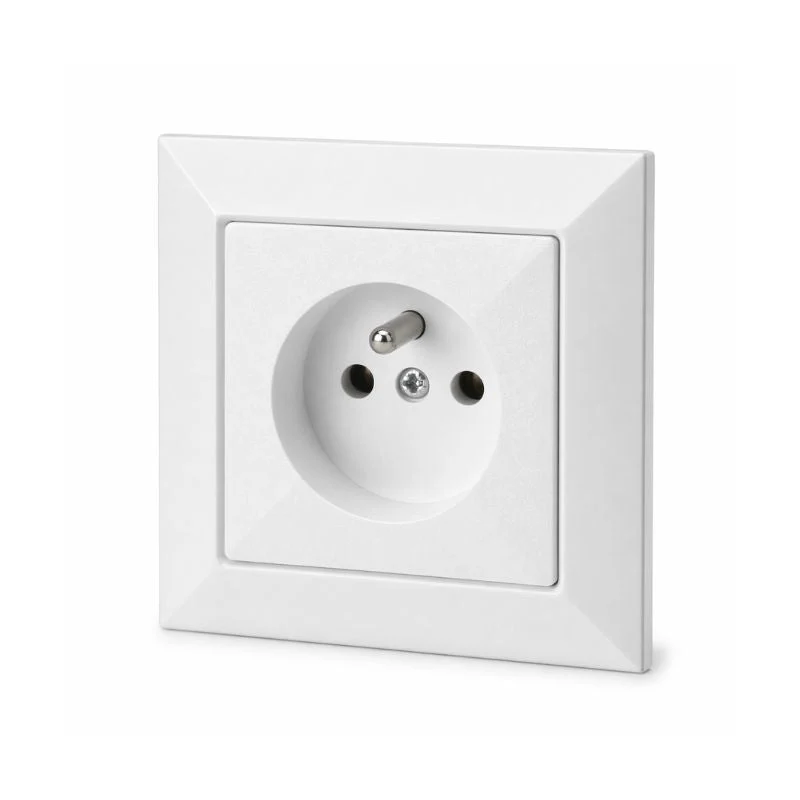 Prise Encastrée 2P+T 16A 250V + Plaque de Finition Simple - Blanc