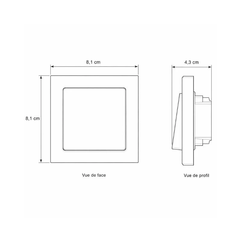 Interrupteur Simple Encastré 10A 250V + Plaque de Finition Simple - Noir