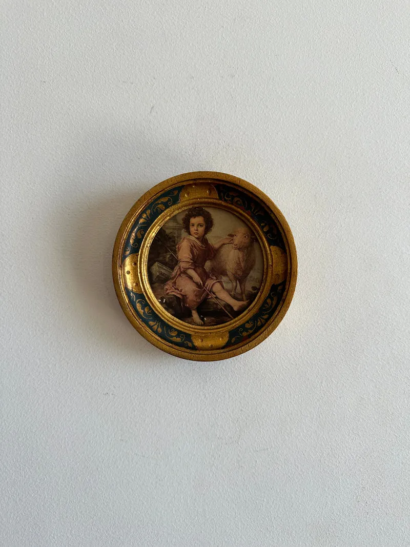 Médaillon en bois rond florentin Le Bon Pasteur