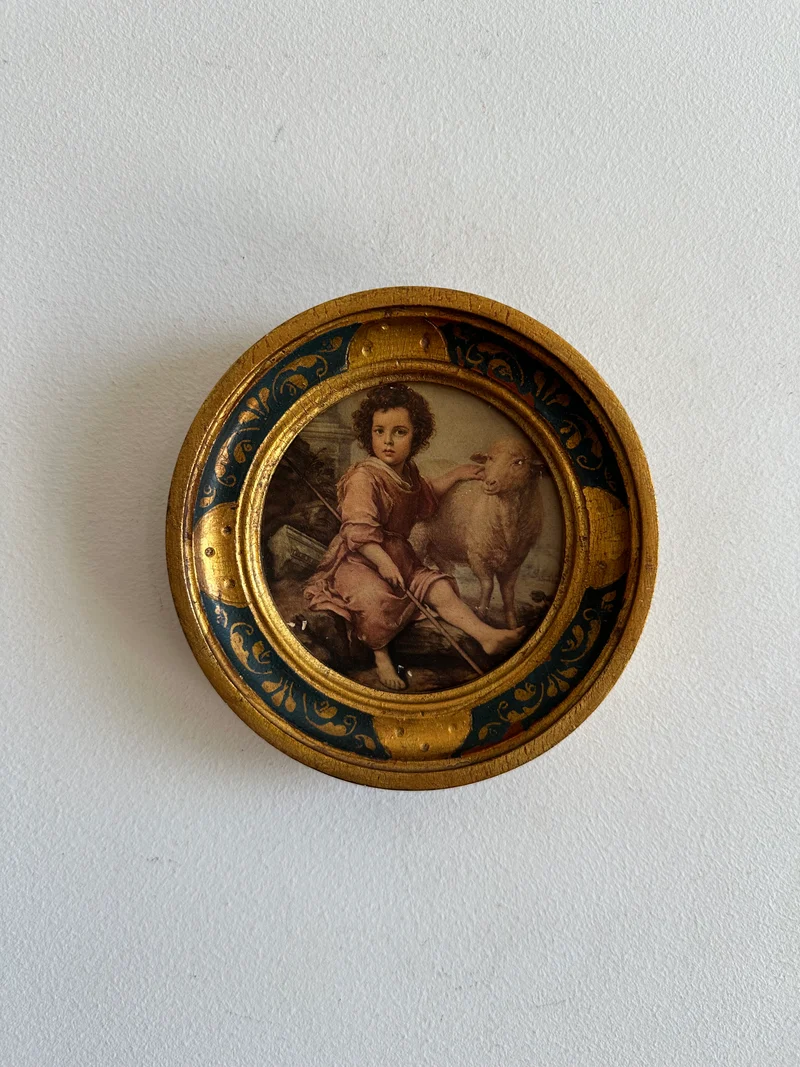 Médaillon en bois rond florentin Le Bon Pasteur