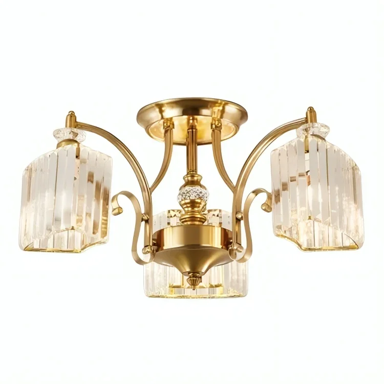 Plafonnier Haut de Gamme en Cristal – Art Déco, 3 ou 12 Têtes LED