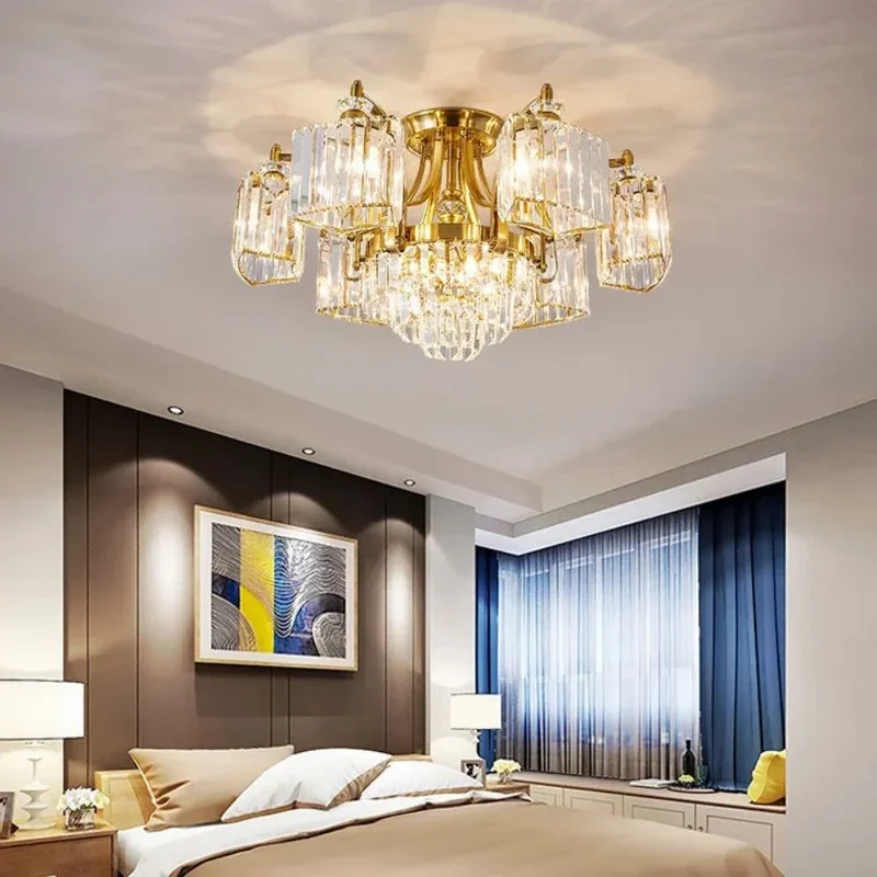 Plafonnier Haut de Gamme en Cristal – Art Déco, 3 ou 12 Têtes LED