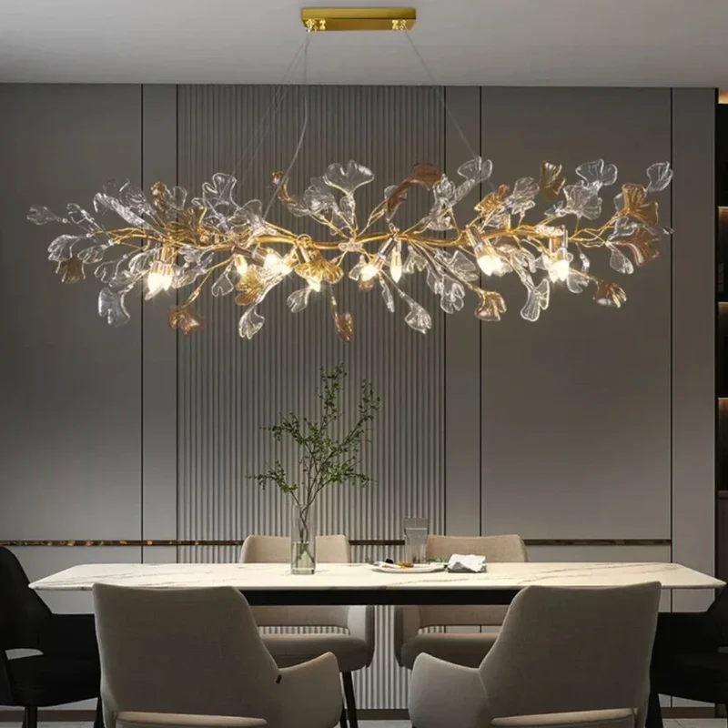 Lustre en Cristal Doré Floral – 3 Tailles, Températures Ajustables