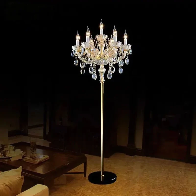 Lampe sur Pied Vintage Vénitienne – Bougies Cristal LED, Style Baroque