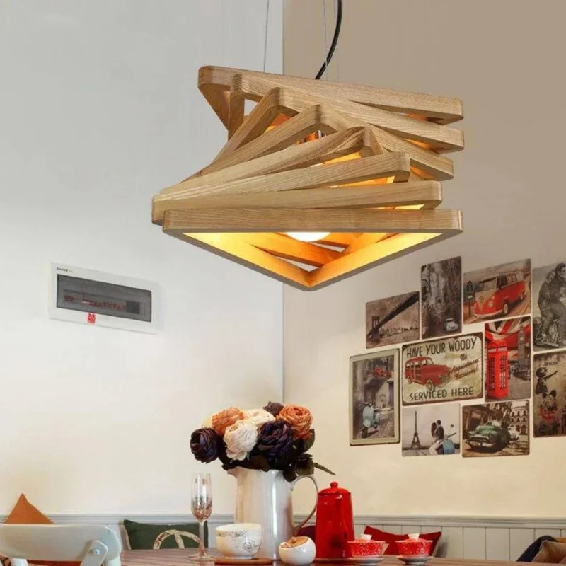 Lustre Design à Led avec Plusieurs Abat-jours Triangles Style Loft