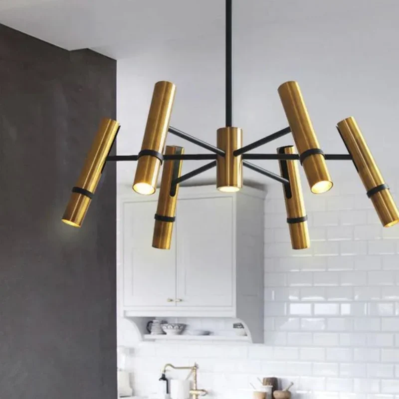 Lustre Design en Tubes Dorés à Led Orion