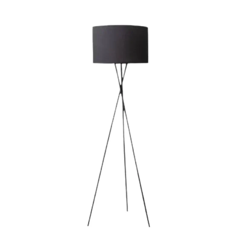 Lampadaire Design Noir avec Abat-Jour en Tissu Creative