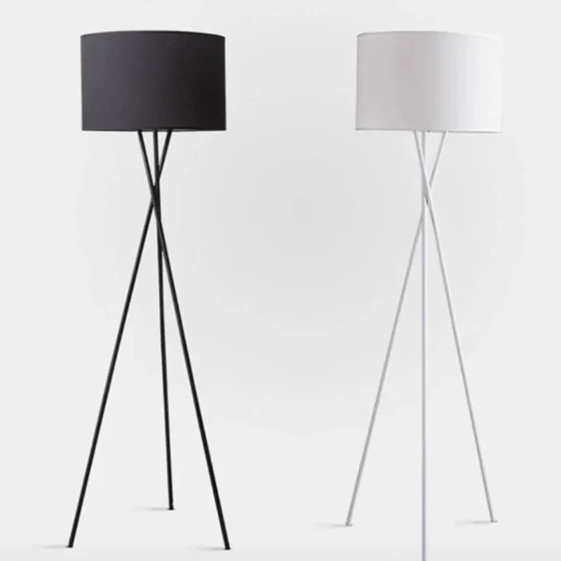 Lampadaire Design Noir avec Abat-Jour en Tissu Creative