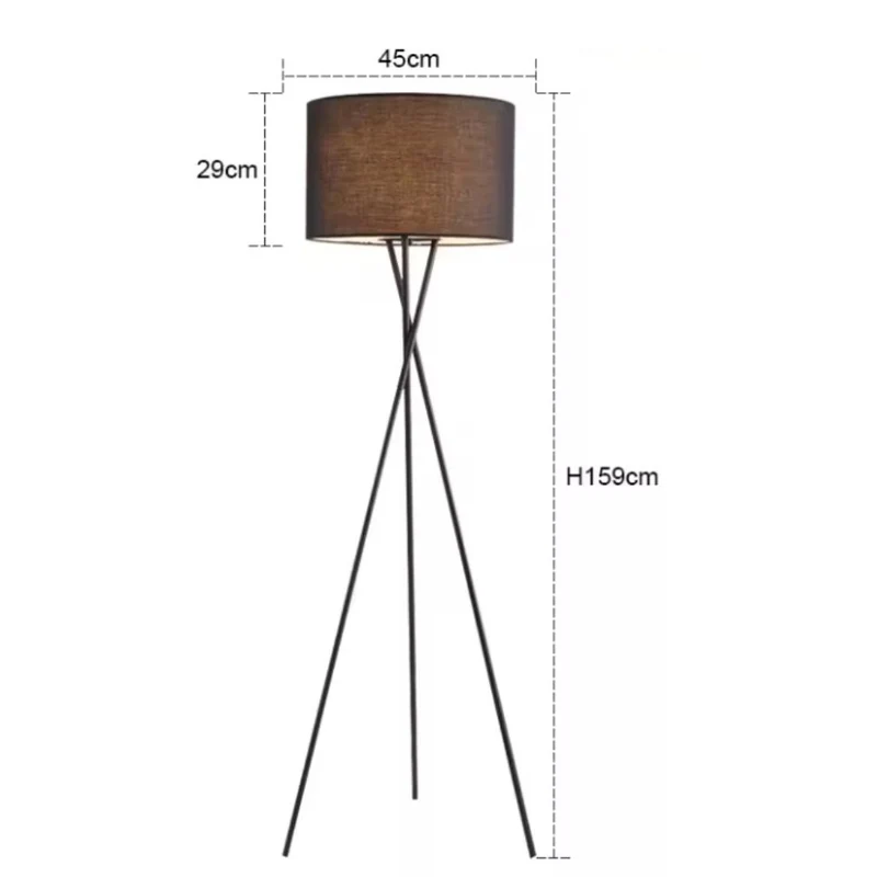 Lampadaire Design Noir avec Abat-Jour en Tissu Creative