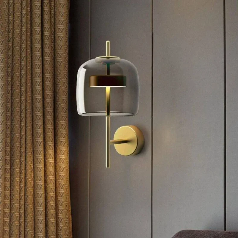 Applique Murale Led Métal et Boule en Verre
