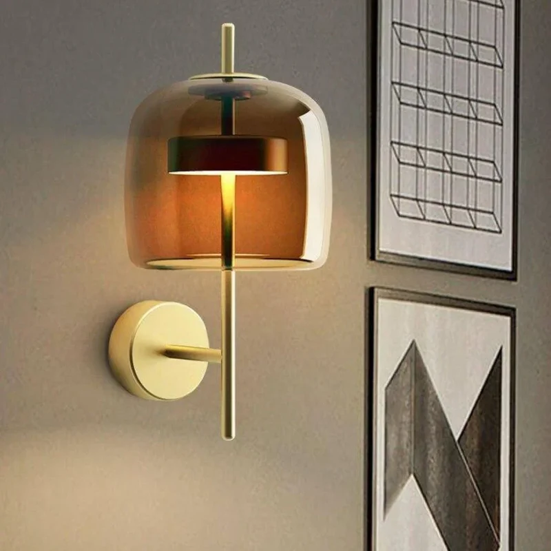 Applique Murale Led Métal et Boule en Verre