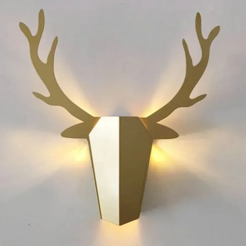 Applique Murale Led en Forme de Cerf en Bois Novelty