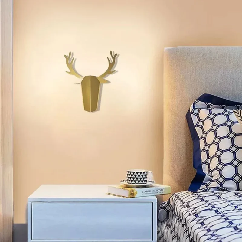 Applique Murale Led en Forme de Cerf en Bois Novelty