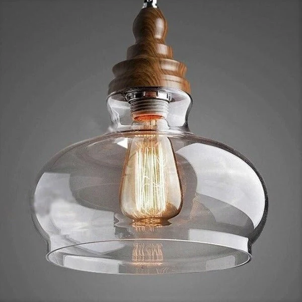 Lustre Industriel Verre Boisé