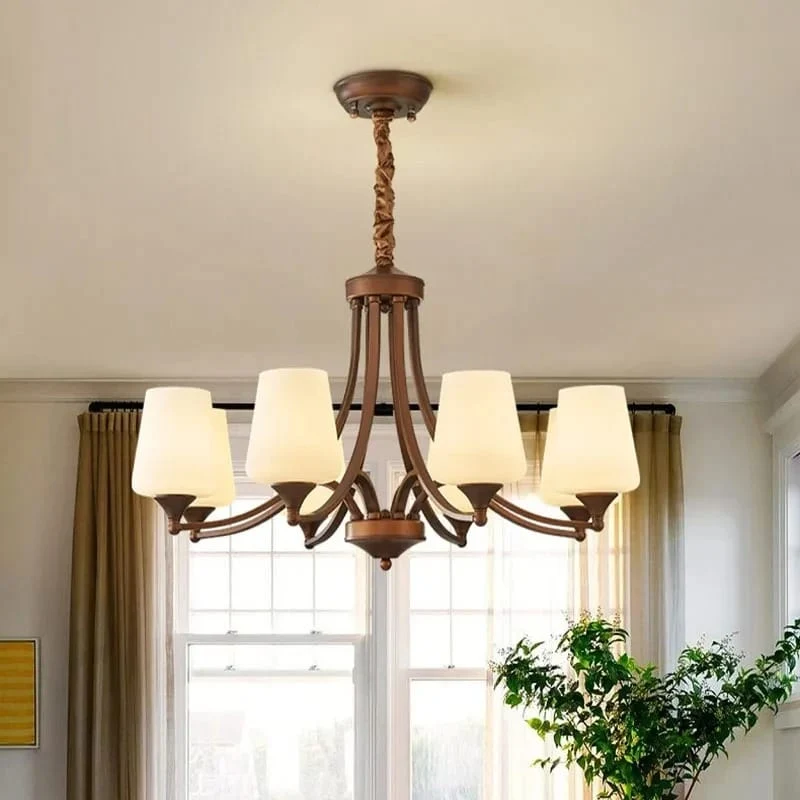 Lustre en bois chandelier LED
