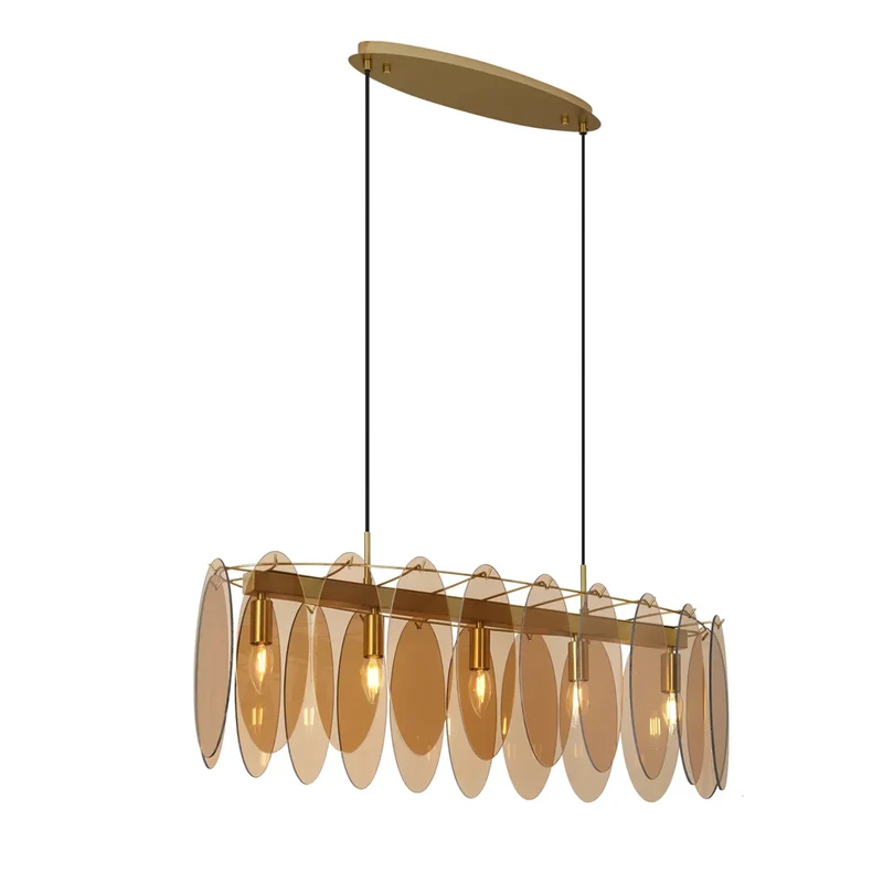 Lustre Suspension en Verre Ambre 90cm