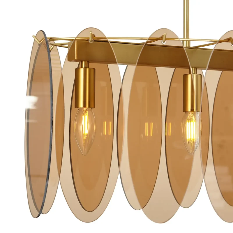 Lustre Suspension en Verre Ambre 90cm
