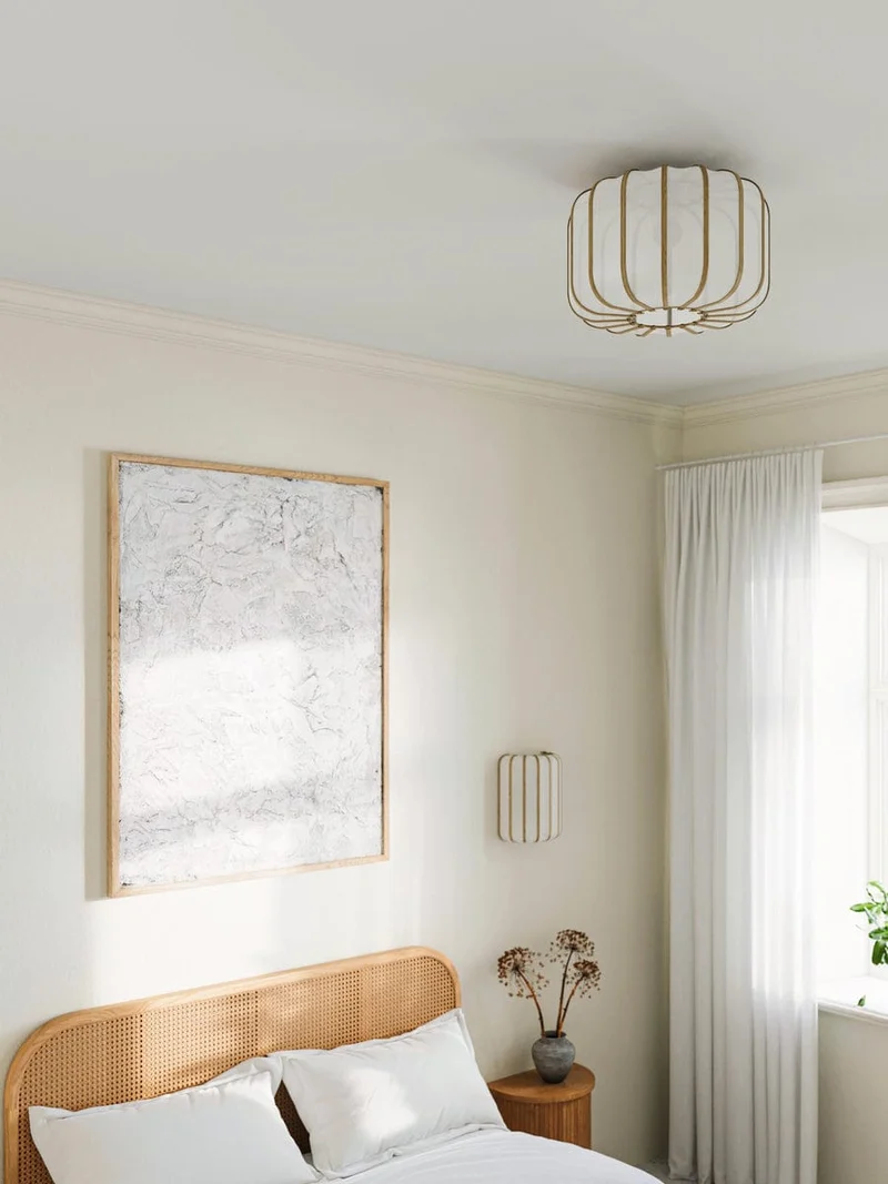 Plafonnier bambou tissu
