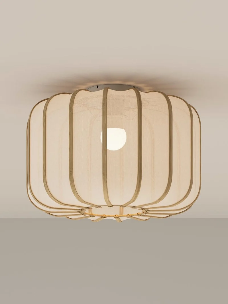 Plafonnier bambou tissu