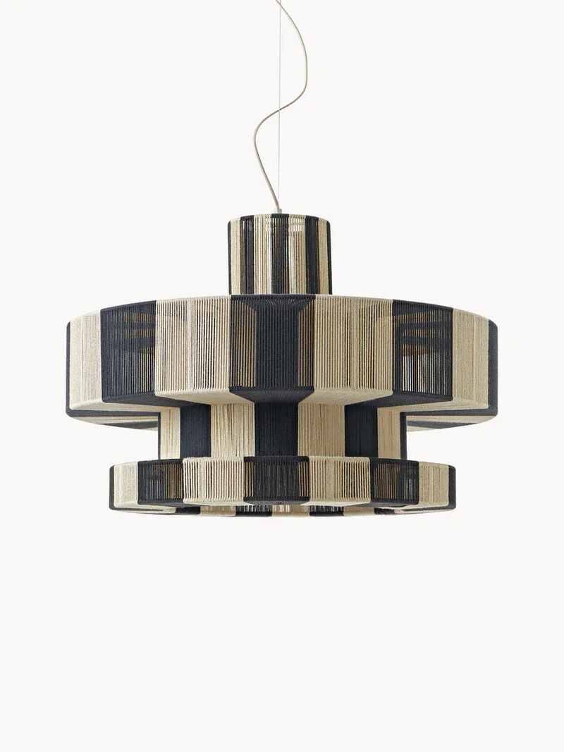 Suspension salon lin noir et beige