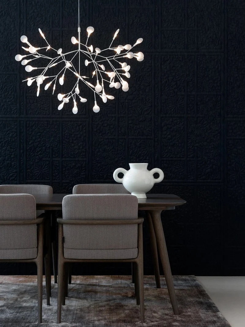 Lustre blanc decoratif feuilles LED