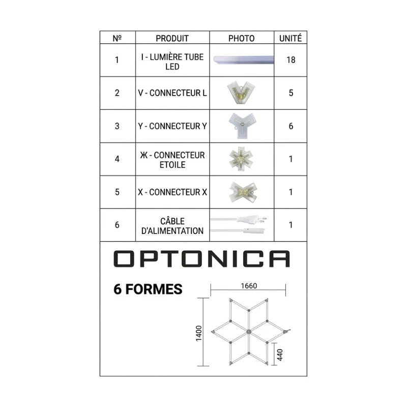 Kit 6 LED 126W - Forme Étoile