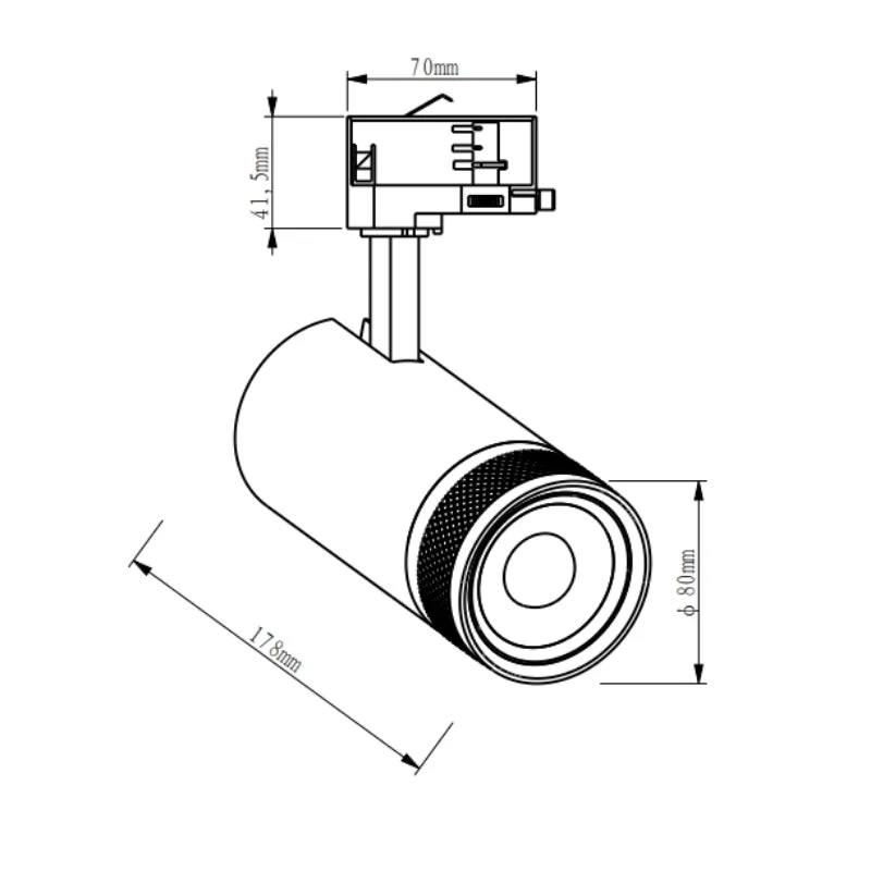 Spot LED sur Rail Blanc Angle Ajustable Triphasé 30W 15-60° CCT TRIAC Dimmable - 3000K/4000K/6000K