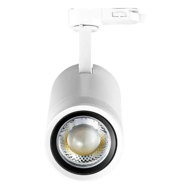 Spot LED sur Rail Blanc Angle Ajustable Triphasé 30W 15-60° CCT TRIAC Dimmable - 3000K/4000K/6000K
