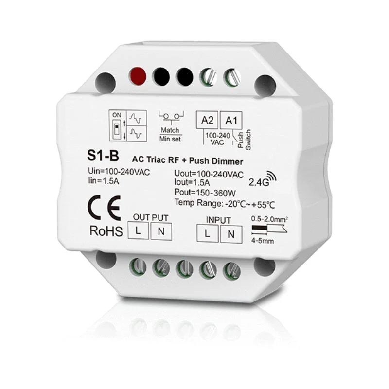 Kit Variateur LED 220V 360W TRIAC Dimmer + Push Dim avec Télécommande - Noir