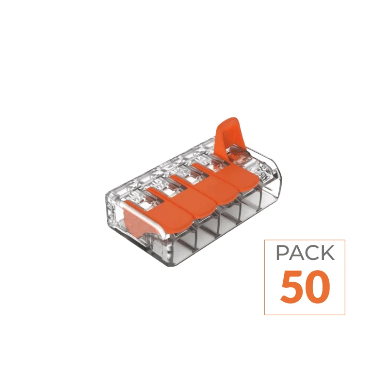 Borne de raccordement à levier 5 entrées - Pack de 50