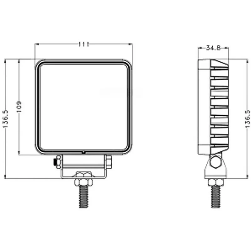Lampe de travail LED carrée haut de gamme avec support en acier inoxydable / 30 W