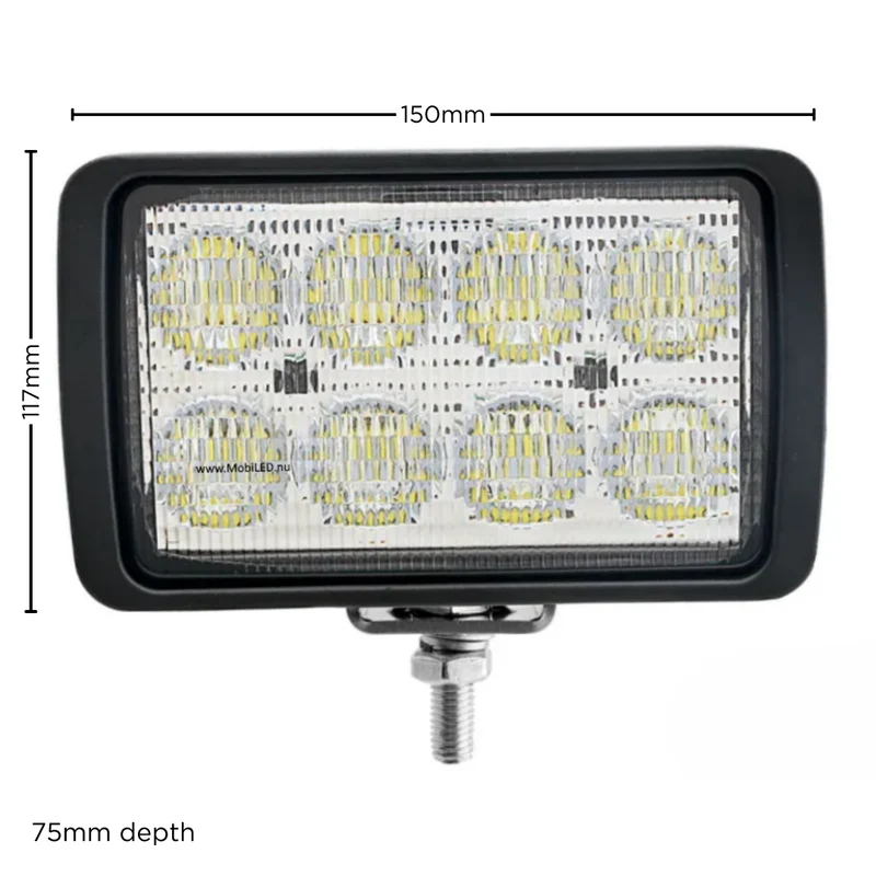 Lampe de travail rectangulaire à LED, montage en bas / 40 W