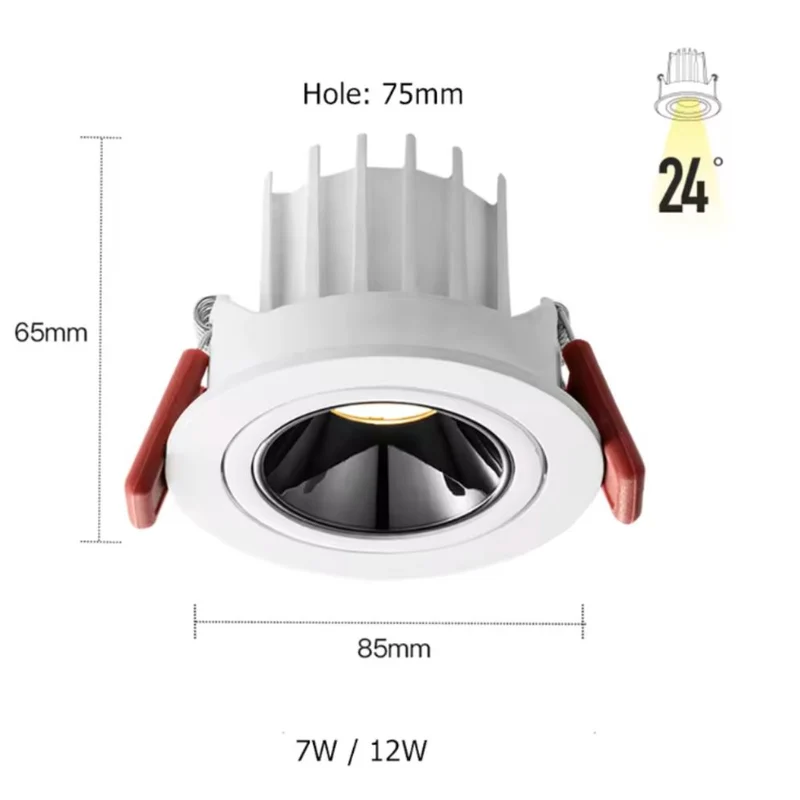Spot Orientable LED Encastrable IP44 – 45°, Noir ou Blanc