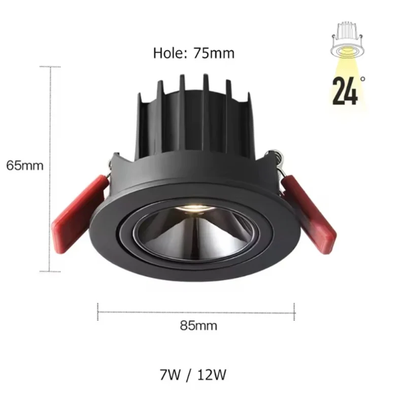 Spot Orientable LED Encastrable IP44 – 45°, Noir ou Blanc