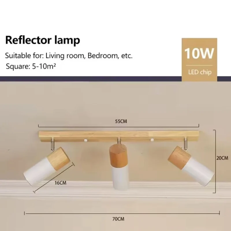 Spot Escalier en Bois à 3 Têtes – Orientable, Noir ou Blanc
