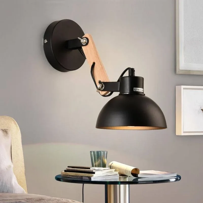 Applique Murale Orientable en Bois et Métal – Style Scandi-Industriel