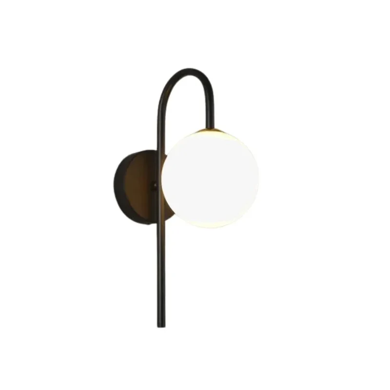 Applique Murale Boule Verre Suspendue – Doré ou Noir Laqué